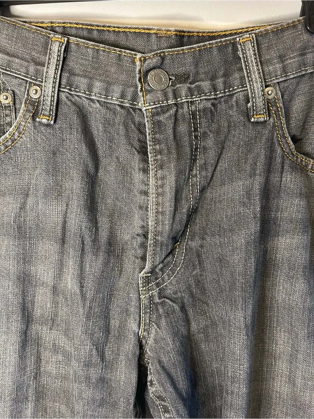 Men's Levi’s 514 Grey Black Washed Straight-Leg Jeans EUC 34 x 34